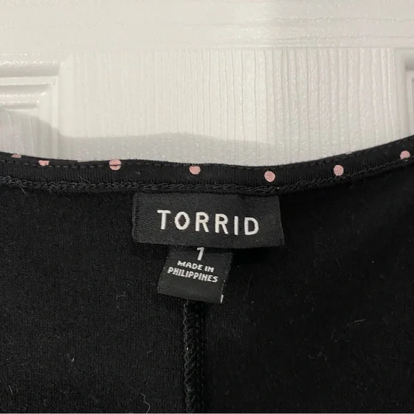 Torrid sweetheart black dress w/ pink dots - Picture 5 of 5